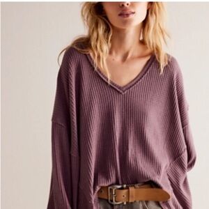 We the Free Coraline Waffle Knit V-Neck Long Sleeve Thermal